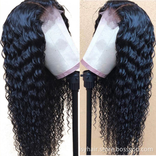 Transparent Thin Fim 13x4 Hd Fine Swiss Lace Frontal Human Hair Wigs Pre Plucked Brazilian Deep Wave Lace Frontal Wig